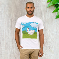 Chicken Running In A Field Mens T-Shirt