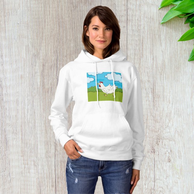 Chicken Running In A Field Womens Hoodie (Creator Uploaded)
