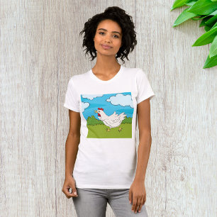Chicken Running In A Field Womens T-Shirt