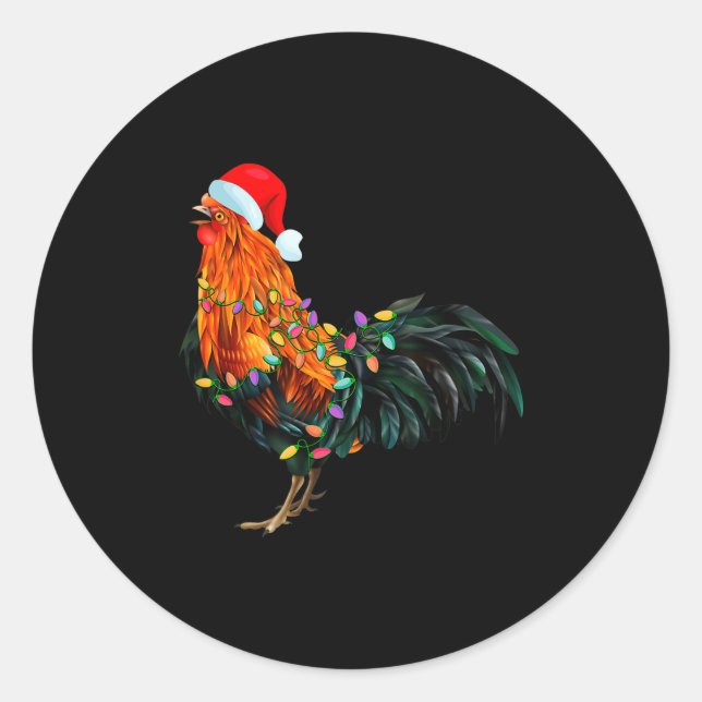 Chicken Santa Christmas Tree Funny Chicken Lover C Classic Round Sticker (Front)