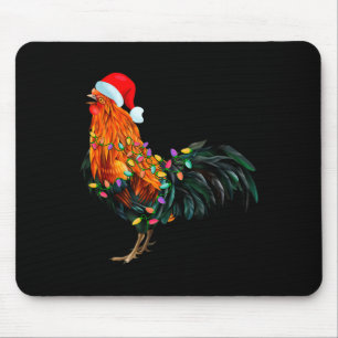 Chicken Santa Christmas Tree Funny Chicken Lover C Mouse Pad