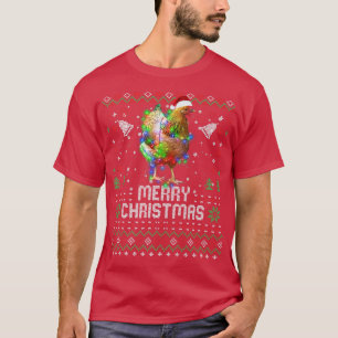 Chicken Santa Hat Animal Christmas Tree Lights Hol T-Shirt