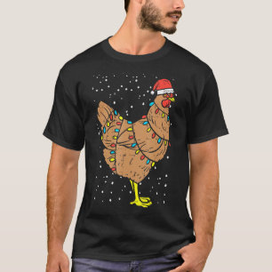 Chicken Santa Hat Christmas Lights Xmas Animal T-Shirt