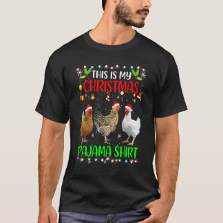 Chicken Santa Hat Lights This Is My Christmas Paj T-Shirt