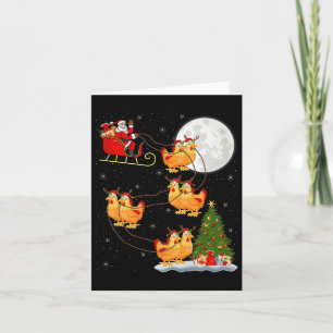 Chicken Santa Sleigh Flying Funny Magical Christma Card