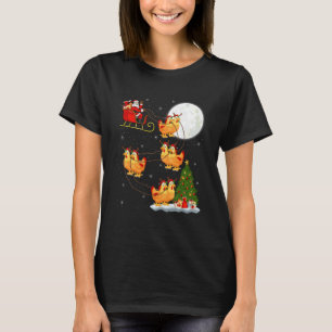 Chicken Santa Sleigh Flying Funny Magical Christma T-Shirt