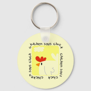 Chicken Says Cluck Tshirts and Gifts Key Ring