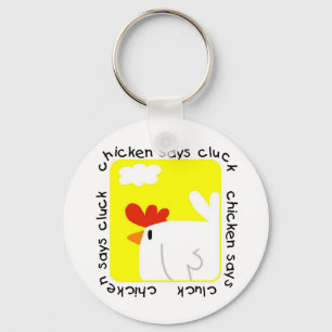 Chicken Says Cluck Tshirts and Gifts Key Ring