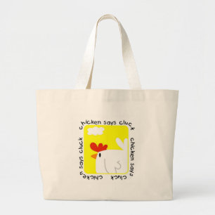 Chicken Says Cluck Tshirts and Gifts Large Tote Bag