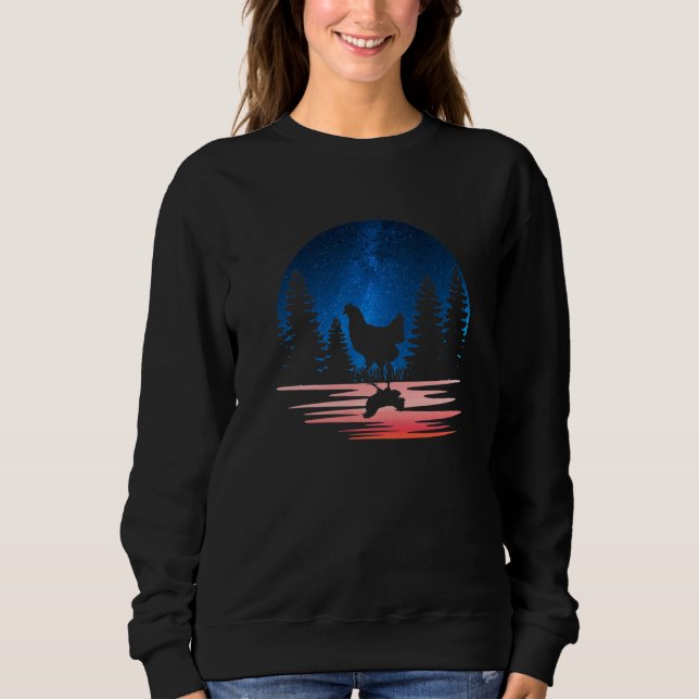 Chicken Silhouette Animal With Forest Cute Chicken Sweatshirt (Front)