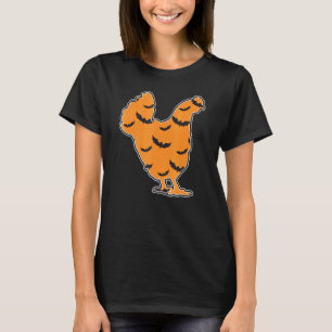 Chicken Silhouette - Halloween Pattern Bats Orange T-Shirt