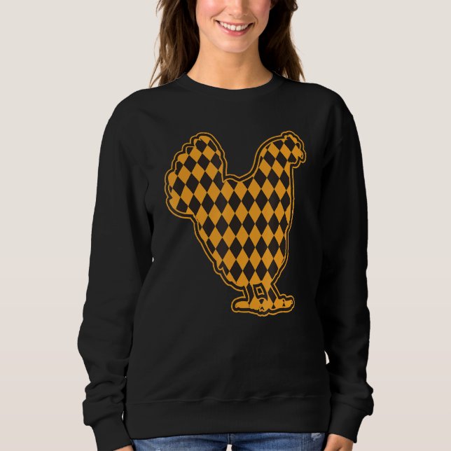 Chicken Silhouette Halloween Pattern Orange Black  Sweatshirt (Front)