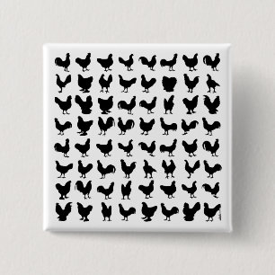 Chicken Silhouettes 15 Cm Square Badge