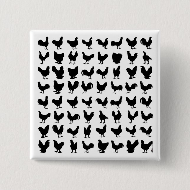 Chicken Silhouettes 15 Cm Square Badge (Front)