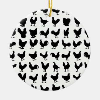 Chicken Silhouettes Ceramic Tree Decoration