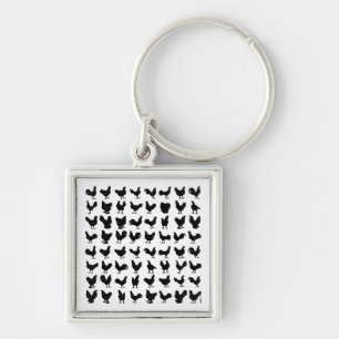 Chicken Silhouettes Key Ring