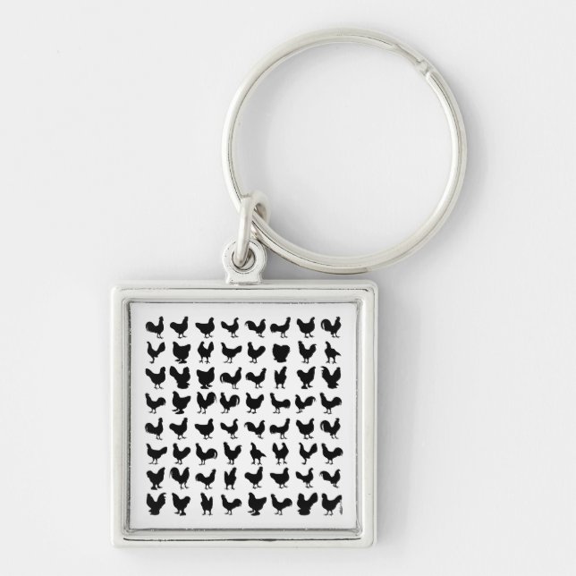 Chicken Silhouettes Key Ring (Front)