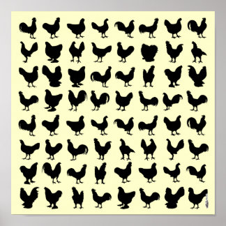 Chicken Silhouettes Poster