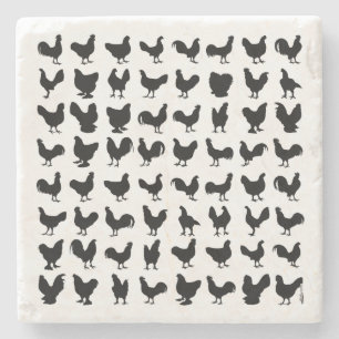 Chicken Silhouettes Stone Coaster