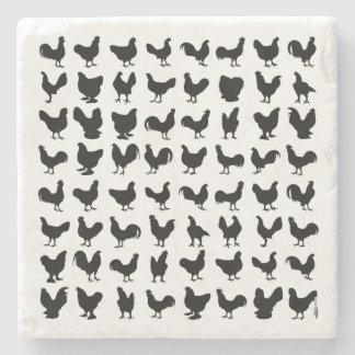 Chicken Silhouettes Stone Coaster