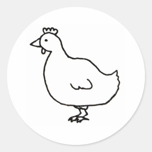 Chicken - simple clean original line art drawing classic round sticker