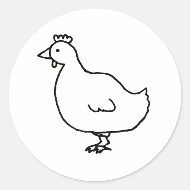 Chicken - simple clean original line art drawing classic round sticker (Front)