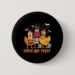 Chicken Skeleton Chick Or Treat Farmer Funny Hallo 6 Cm Round Badge