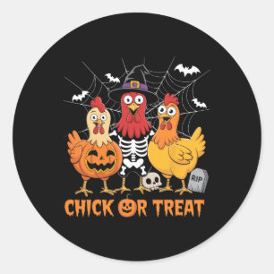 Chicken Skeleton Chick Or Treat Farmer Funny Hallo Classic Round Sticker