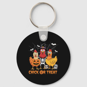 Chicken Skeleton Chick Or Treat Farmer Funny Hallo Key Ring