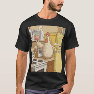 CHICKEN SMOKING , HAVING A BEER A POPCORN T-Shirt