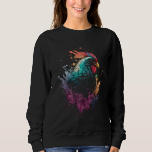 Chicken Splash Retro Chicken Rooster Vintage Chick Sweatshirt