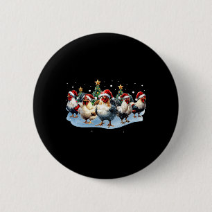 Chicken Squad Farm Christmas Lights Santa Hat Funn 6 Cm Round Badge