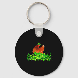 Chicken St Patricks Day Chicken Lover Irish Shamro Key Ring