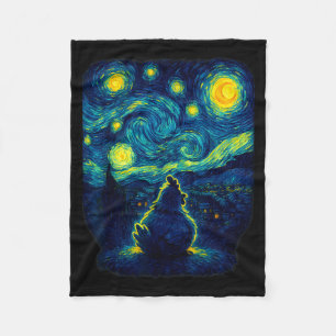 Chicken Starry Funny Night Van Gogh Farm Lover Gir Fleece Blanket
