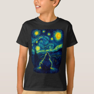 Chicken Starry Funny Night Van Gogh Farm Lover Gir T-Shirt