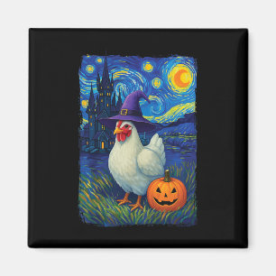 Chicken Starry Night Halloween Poultry Farmer Magnet