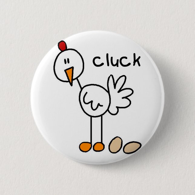 Chicken Stick Figure Button (Front)