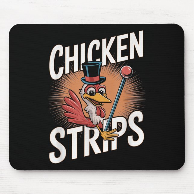 Chicken Strips Top Hat Funny Chicken Pun  Mouse Pad (Front)