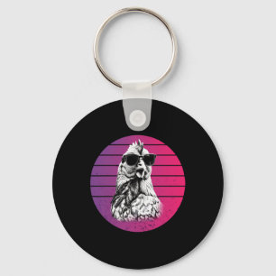 Chicken Sungles Cool Sketch Feathers Humour Animal Key Ring