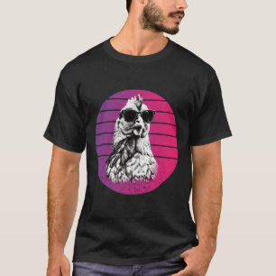 Chicken Sungles Cool Sketch Feathers Humour Animal T-Shirt