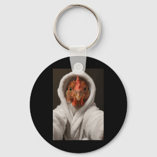 Chicken Taking A Selfie In A White Throbe Funny Th Key Ring