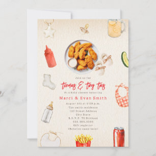 Chicken Tenders Tiny Toes Neutral Baby Shower Invitation