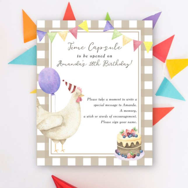 Chicken Time Capsule 1st birthday gender neutral Poster (Creator Uploaded)