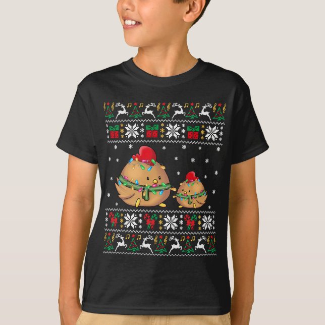 Chicken Ugly Christmas Sweater Xmas Lights Matchin (Front)