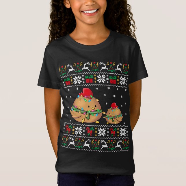 Chicken Ugly Christmas Sweater Xmas Lights Matchin (Front)