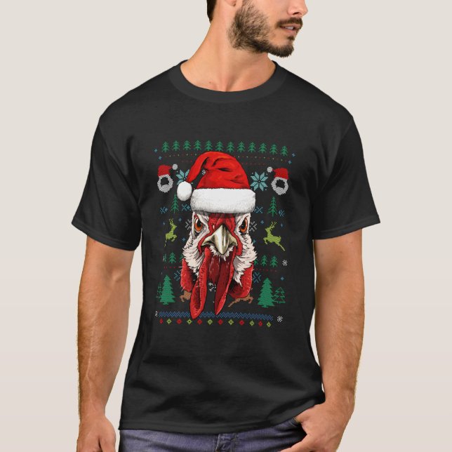 Chicken Ugly Santa T-Shirt (Front)
