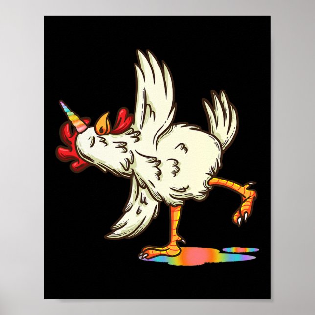 Chicken Unicorn Yoga Pose Hen  Poster (Front)