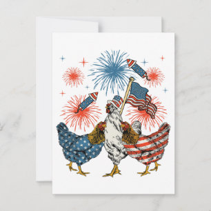 Chicken USA Flag Patriotic 4th of July Postcard