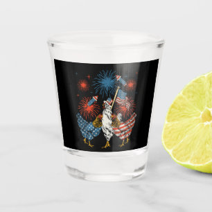 Chicken USA Flag Patriotic 4th of July Shot Glass