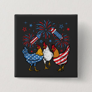 Chicken USA Flag Patriotic 4th of July Square 15 Cm Square Badge